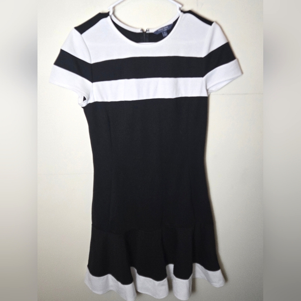 Women's Peter Som Striped Black &‎ White Retro Style Dress, Size 8